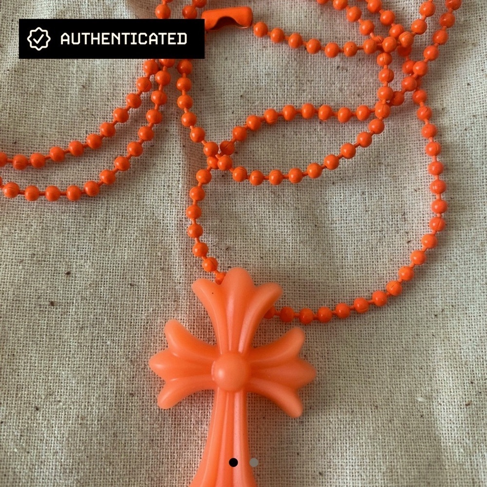 Tokyo 20th anniversary chrome hearts Orange silicone cross pendant necklace - Picture 4 of 4